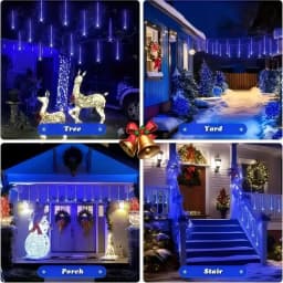 USB Meteor Shower Lights 30CM8Tubes-50CM8Tubes LED String Warm White Blue Colorful IP54 Waterproof 8 Mode Christmas Garden Decor
