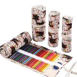 72 Holes Roll Colored Kawaii Pencil Case School Supplies Art Pen Bag Student Cute Large Pencil Cases Pen Bag Stationery