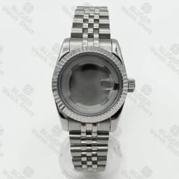 BLIGER 31mm NH05 NH06 Watch Case Fluted Curved Silver Gold Rose Gold Jubilee For Ladies Watch Date Sapphire Glass Waterproof