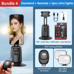 AI Auto-Tracking Phone Gimbal 360° Rotating Face Tracking Stabilizer Portable Desktop Holder for Live Streaming & Photo Shooting