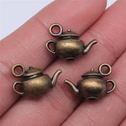 10pcs Kettle Teapot Coffee Pot Charms Antique Silver Color Pendants DIY Crafts Making Findings Handmade Tibetan Jewelry