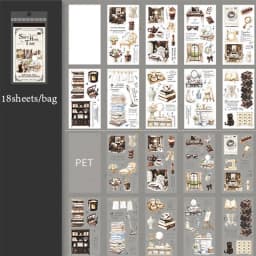 Mr Paper 18pcs/bag Soft House Time Series Home Landscaping Dual Material Die-cut Sticker Book DIY Handbook Scrapbook Card