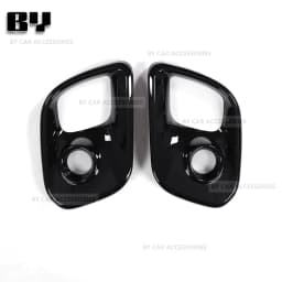 ABS Carbon Fiber / Glossy Black For Abarth 595 695 2017 -2024 LHD RHD Car Front Fog Lamp Cover Sticker 1Pair