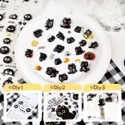 2sheets Cartoon Three-dimensional Floating Fun Stickers Black Cat Cute Embossed Mobile Phone Scrapbook Stickers
