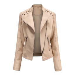 Spring Autumn Leather Jacket Women Slim Fit Motor Biker PU Leather Short Coat Stand Collar Ladies Zipper Outerwear