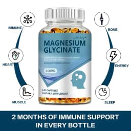 Magnesium Glycinate Capsules 500mg - Supports Bone Immune System, Heart Health, Promotes Natural Sleep, Soothes Nerves