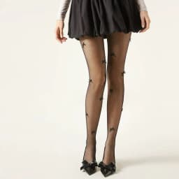 Spring Summer Stockings Ballet Style Handmade Multiple Butterfly Knot Net Stockings Pure Color Silk Pantyhose Base Layer Tights