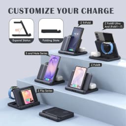 Foldable 3 in 1 Wireless Charger for Samsung Z Flip/Z Fold 8 Ultra/7/6/5/ Galaxy Watch 9/8/7/6 Buds4/3 Pro Fast Charging Station