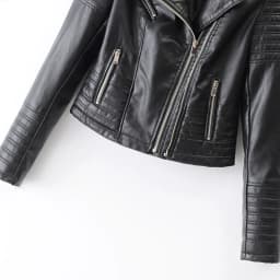 Jackets Women Elegant Turn Down Collar Faux Leather Coats Streetwear Zipper Splice Pockets Jacket Slim Fit High Street