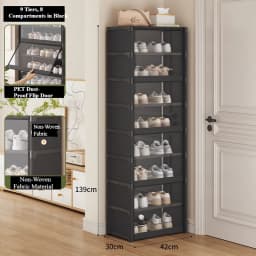 Shoe Rack-Shoe Storage Cabinet Vertical Shoe Organizer for Closet Entryway Corner Bedroom- Stackable DIY Narrow Shoe Shelv