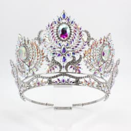 Royal Queen AB Color Crystal Wedding Crown Large Diadem Rhinestone Tiaras Circle Pageant Headdress Bridal Jewelry Head Ornaments