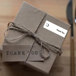 120Pcs/roll Smiling Face Black and White Thank You Rectangular Seal Sticker Gift Sticker for Homemade Packaging Decoration Label
