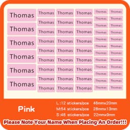 3Size Pink Sticker Custom Personal Name Stickers Personalized Waterproof Tag Label For Scrapbook School Stationery Water Bottle