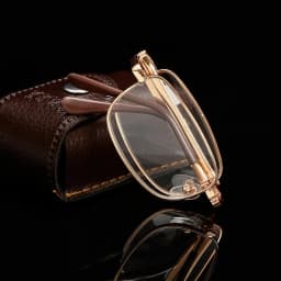 Folding Reading Glasses with Leather Box Unisex Collapsible Metal Lenses Bifocal 4 In 1 Eyewear Anti-blue Light Diopter Glasses