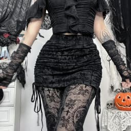 Goth Drak Elegant Fashion Flocking Print Long Pants 90s Grunge Mesh See Through Bodycon Flare Pant Mall Gothic Women Trousers
