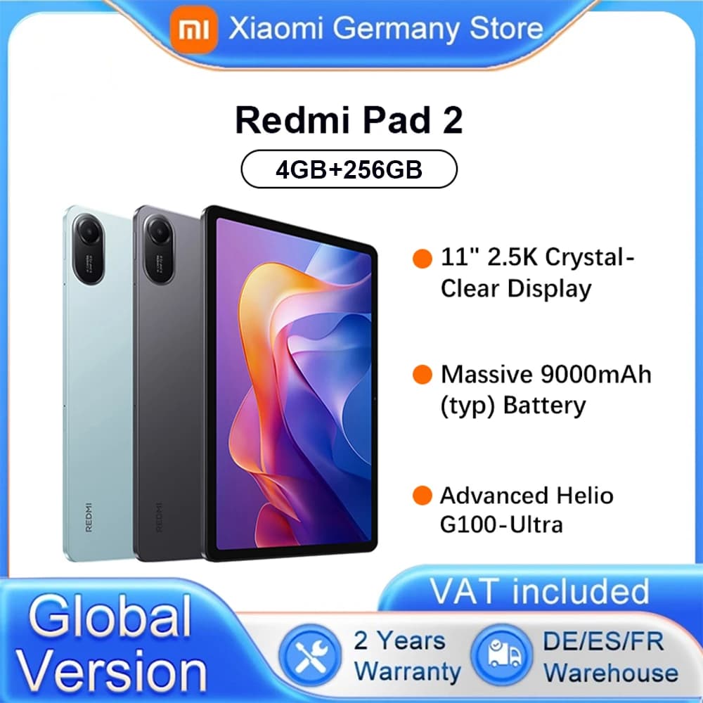 Global Version Xiaomi Redmi Pad 2 WIFI 11' 9000mAh Battery 90Hz Advanced Helio G100-Ultra 2TB Expandable Storage Xiaomi HyperOS