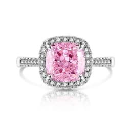 925 Sterling Silver Stylish and Simple Ice Flower Cut Princess Square Bag Zircon Ring Birthday Party Anniversary Gift