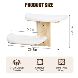 Nordic Solid Wood Wall-Mounted Cat Bed – Washable Cushion, Heavy-Duty Hanging Cat Shelf for Indoor Cats, Easy Install Corner Wall Furniture