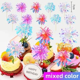 10-30Pcs Firework Cupcake Topper Christmas New Year Cake Decor Foil Toothpicks for Christmas, Picnics, Bar, Birthday Party