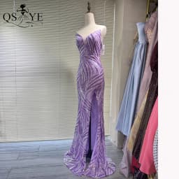 Purple Sequin Evening Dresses Mermaid Spaghetti Straps V Neck Prom Gown Glitter Pattern Sequin Lace Elegant Long Formal Dress