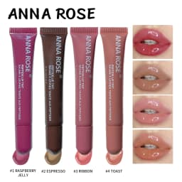 Peptide-Infused Lip Tint Set - 4 Jelly Gloss Shades, Moisturizing Lip Gloss, Long-Lasting Shiny Lip Color