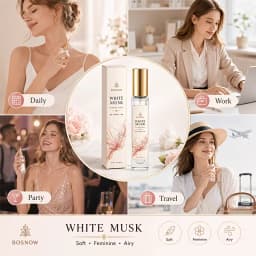 15ml White Musk Women's Eau De Toilette, Compact High-End Glass Spray Bottle, Women's Fragrance, Fresh and Clean, Not Sweet, but with a Light Fragrance, Suitable for Daily Use, Work, Fitness, and Shopping, Also Perfect for Holidays to Give to a Special Person