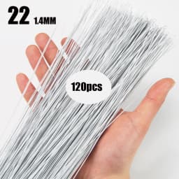 120pcs Fondant Paper Wrapped Iron Wire Handmade DIY Dough Plastic Doll Cake Plug-in Decoration Flower Pole Shelf