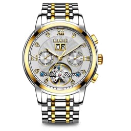 LIGE Automatic Watch for Men Top Original Luxury Skeleton Flywheel Mechanical Wristwatches Classic Calendar Business Man Watch
