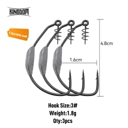 Kingdom Spring Fishing Hooks 3# 5# 6# 8# 10# Carbon Steel Lead Crank Hook with Spring Lock Soft Bait Fishing Gear Accessories