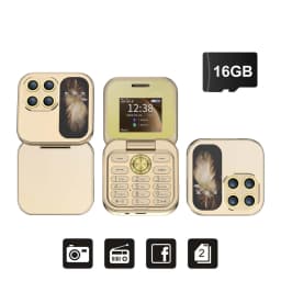 SERVO Mini Pocket Foldable Mobile Phone 1.77" Screen Magic Voice FM Radio Speed Dial Dual SIM Bluetooth Feature Cellphone Torch