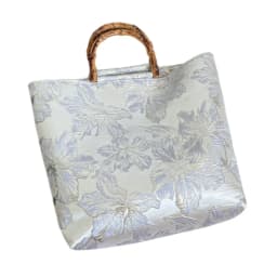 Bamboo Joint Canvas Tote Bag Zipper Closure Large Capacity Jacquard Handbag Embroidered Design Flower Pattern Evening Bag