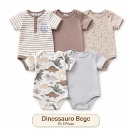 Kit 5 Bodysuits Baby Boy Short Sleeve 60% Cotton 40% Polyester 3m 6m 9m Infant Clothing