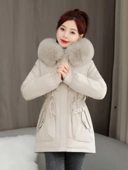 Women's Short Thickened Fleece Lined Cotton Jacket Coat Zipper Sleeve Long Sleeve Hooded Commute Style Korean Version Winter ...
