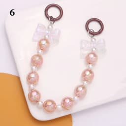 Y2K Cute Bowknot Phone Charm Strap Lanyard DIY Beaded Pendant Sweet Girl Keychain For iPhone Accessories Purse Bag Pendants