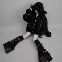 Harajuku Gothic Punk Dark Academia Clothes Fur Patchwork Hoodie Sweatshirts 2025 Autumn Winter New Cardigan Coat Women