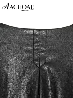 AACHOAE Women's Faux Leather Cropped Jacket Oversized Zip Up PU Leather Coat Casual Bomber Jacket Streetwear Outerwear