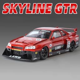 1:24 Nissan GTR R34 Skylin Fast & Furious Alloy Car Model Sound and Light Pull Back Children's Toy Collectibles Birthday gift