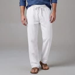 Men's Cotton Linen Suit Pants Elastic Waist Solid Color Breathable Lightweight Old Money Casual Business Straight Leg Pants