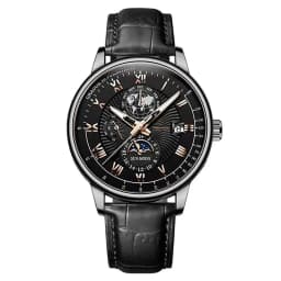 Luxury Man Watch Waterproof Chronograph Moon Phase Pattern Luminous Quartz Wristwatch Leather Strap Men Casual Clock