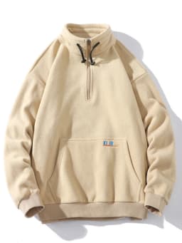 Gmiixder Half-zip Hoodless Sweatshirt Autumn Winter Stand-up Collar Shirt Oversize Velevet Tops Lovers Trend Polar Fleece Jacket