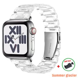 Link bracelet for apple watch band ultra 2 49mm 41mm 45mm 44/40/42/38mm glacier Transparent strap iwatch series 9 8 7 6 5 4 3 SE