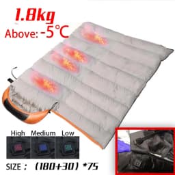 Heated Down Cotton Sleeping Bags USB Power Supply Backpacking Lightweight Waterproof Gear Equipment for Outdoor Travel Hiking