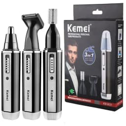 Kemei 4 in 1 Trimmer for Men Electric Nose and Ear Trimmer Rechargeable Trimmer for Hair Beard Nose and Ear Cleaner Grooming Set