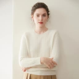 Cashmere Sweater Women Winter Knitted Solid Color Round Neck Pullover Warm Thickened Double Strand Autumn New Fried Dough Twists