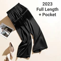 High Waist Silk Drape Straight Leg Pants Women's Casual Trousers Elegant Draped Straight Pants High Waist Silk Pants