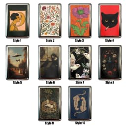 Vintage Style Slim Cigarette Case Thin Art Deco Design Slim Wallet Blunt Case Easy Snap Versatile Card & Cash Case for Women Men