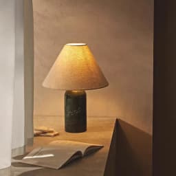 Yellow Travertine Fabric Art Table Lamp Japanese Marble Table Lamp For Living Room Bedroom Bedside Wabi Sabi Stone Desk Lighting
