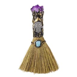 Natural Crystal Witch Broom Mini Witch Broom for Wiccan Altar Majic Ceremonial Decor Handmade Reiki Broom Stick for Wall Decor