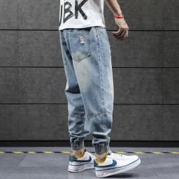 2024 New Hip Hop Harem Jeans Pants Men Loose Joggers Denim Casual Sweatpants Korea Ankle Length Trousers Streetwear Male Clothes