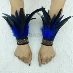 Natural Fur Wrist Cuffs Removable Wrap Bracelet Goth Clothes Sleeves Y2k Accessories Ancklets Fashion Retro Feather Gloves Cuff